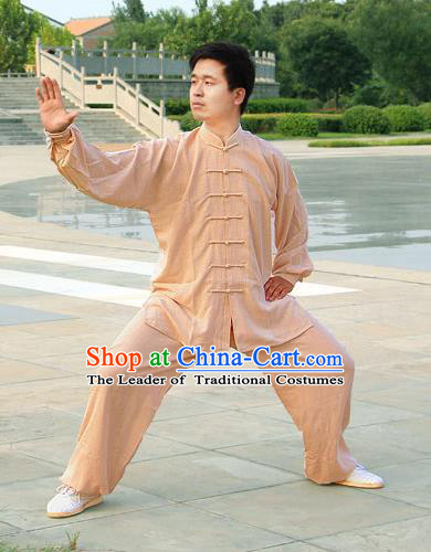 Traditional Chinese Top Linen Kung Fu Costume Martial Arts Kung Fu Training Grey Uniform, Tang Suit Gongfu Shaolin Wushu Clothing, Tai Chi Taiji Teacher Suits Uniforms for Men