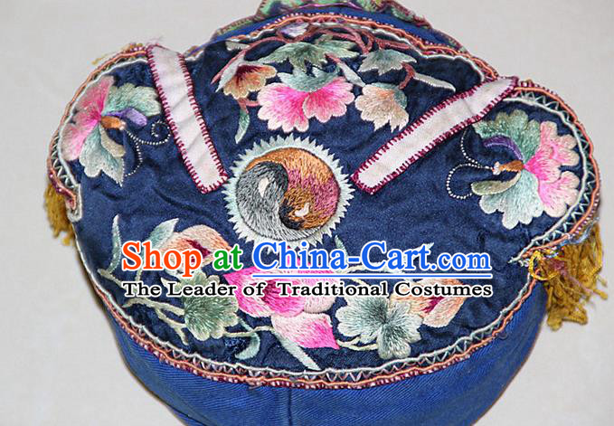 Traditional Chinese Miao Nationality Dancing Costume Accessories Necklace Hmong Female Folk Dance Ethnic Pleated Skirt and Headwear