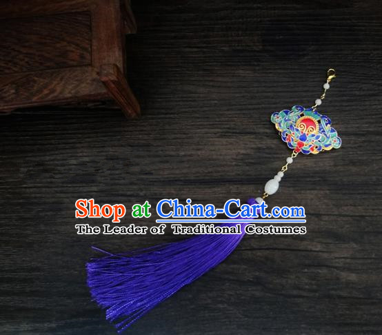 Traditional Handmade Chinese Ancient Classical Jewellery Accessories Palace Tassel Sword Taeniasis, Blueing Waist Pendant for Women