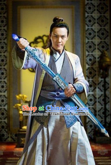 Traditional Chinese Ancient Costumes Ancient Chinese Cosplay Swordsman Knight Costume Complete Set for Men