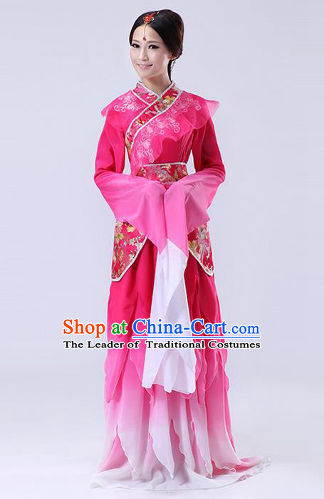 Traditional Ancient Chinese Imperial Emperess Costume, Chinese Lotus Dance Dress, Cosplay Chinese Peri Imperial Princess Water Sleeves Dance Clothing Hanfu for Women