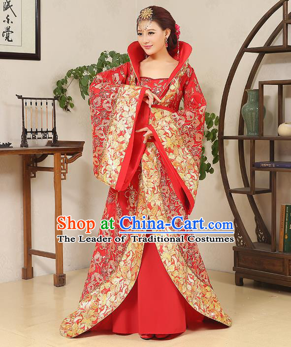 Traditional Ancient Chinese Imperial Emperess Costume, Chinese Wedding Dress, Cosplay Chinese Peri Imperial Princess Tailing Clothing Hanfu for Women