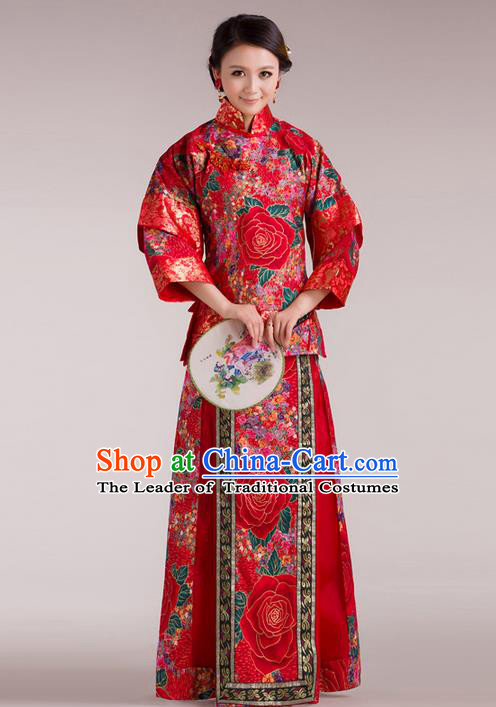 Traditional Ancient Chinese Imperial Emperess Costume Xiuhe Suit, Chinese Qing Dynasty Lady Wedding Dress, Cosplay Chinese Peri Imperial Princess Clothing for Women