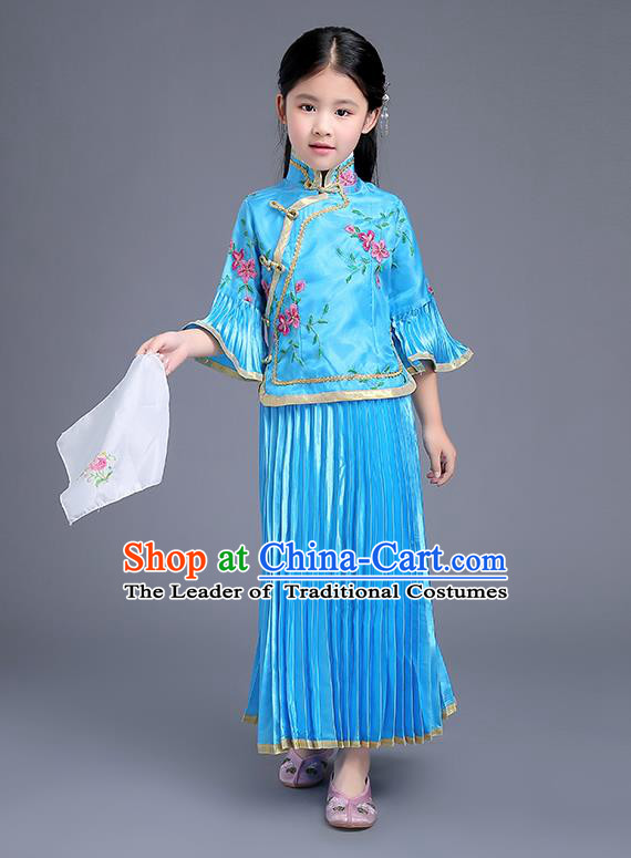 Traditional Ancient Chinese Imperial Emperess Costume, General Chai and Lady Balsam Costume, Chinese Qing Dynasty Republic of China Children Dress, Cosplay Chinese Peri Imperial Princess Clothing Hanfu for Kids