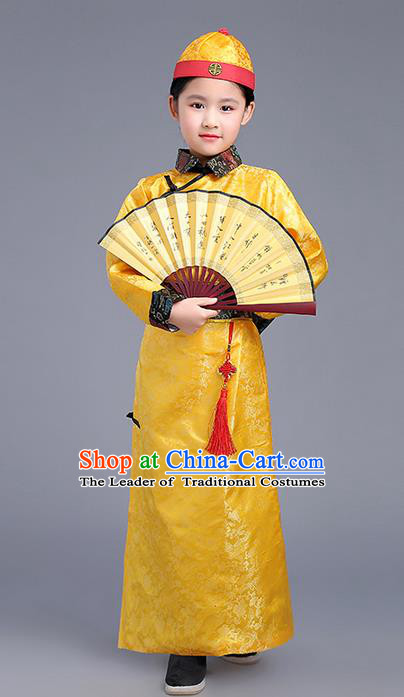 Traditional Ancient Chinese Imperial Emperor Costume, Chinese Qing Dynasty Wedding Dress, Cosplay Chinese Imperial Prince Clothing Hanfu for Kids