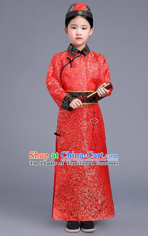 Traditional Ancient Chinese Imperial Emperor Costume, Chinese Qing Dynasty Dress, Cosplay Chinese Imperial Prince Clothing Hanfu for Kids
