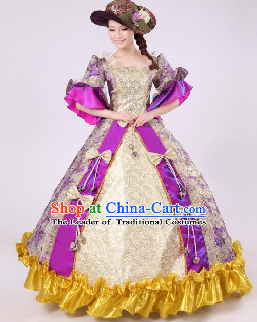 Traditional Ancient European Female Clothing, European Palace Court Juliet Stage Costumes and Hat Complete Set for Women