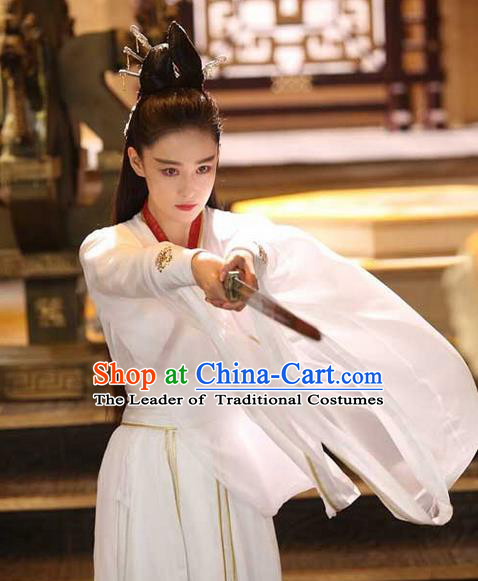 Traditional Ancient Chinese Female Costume, Chinese Tang Dynasty Swordswoman Dress, Cosplay Chinese Swordsman Clothing for Women