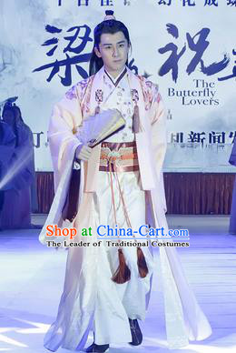 Traditional Ancient Chinese Male Costume, Chinese Han Dynasty Student Dress, Chinese Swordsman Embroidered Clothing for Men