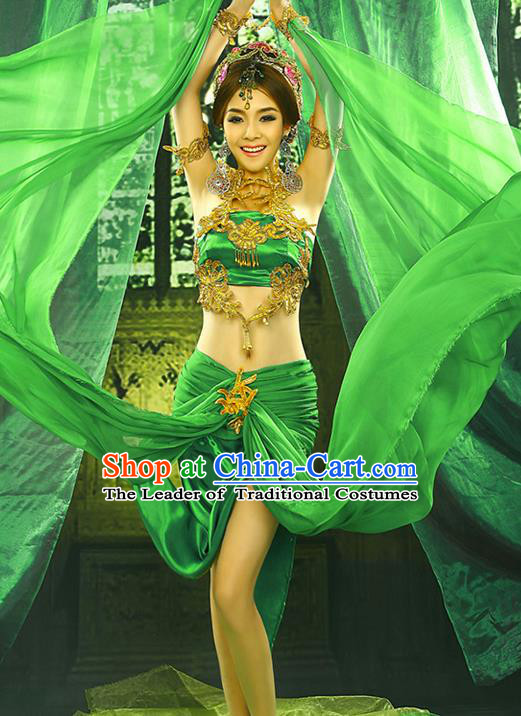 Traditional Ancient Indian Palace Sari Costumes, Indian Young Lady Belly Dance Dress for Women