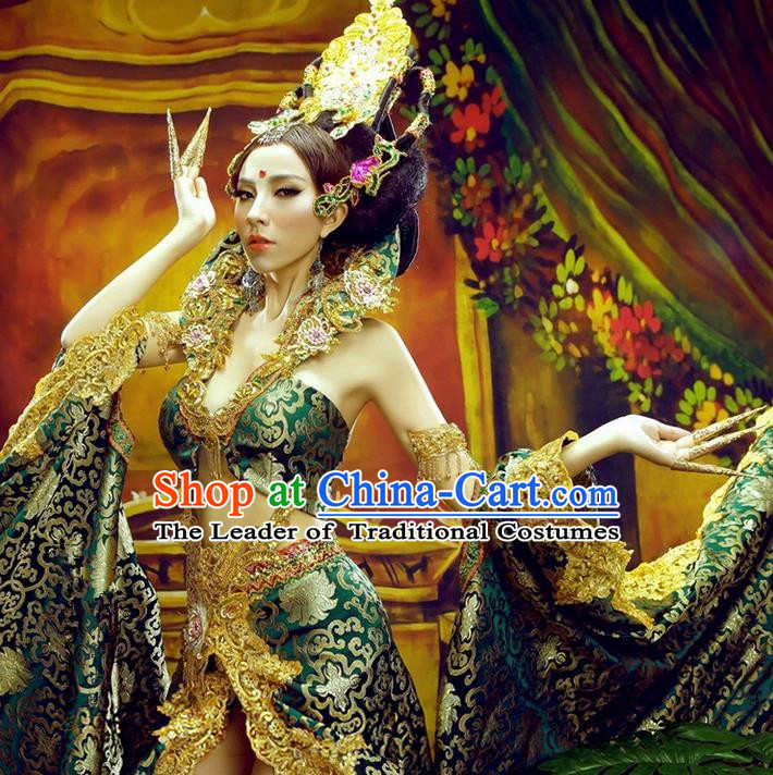 Traditional Ancient Indian Palace Sari Costumes, Indian Young Lady Belly Dance Dress for Women