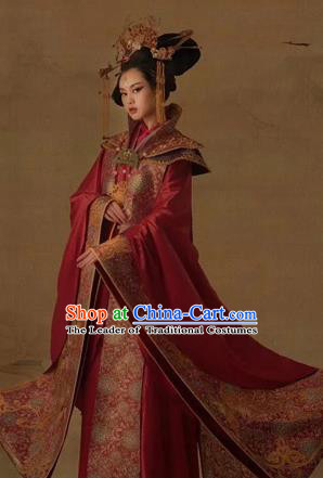 Traditional Ancient Chinese Imperial Emperess Costume Complete Set, Chinese Tang Dynasty Emperess Wedding Dress, Cosplay Chinese Imperial Princess Embroidered Clothing for Women