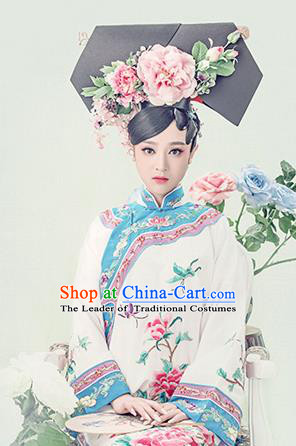 Traditional Ancient Chinese Imperial Consort Costume, Chinese Qing Dynasty Manchu Palace Lady Dress, Cosplay Chinese Manchu Minority Princess Clothing for Women