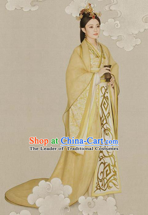 Traditional Ancient Chinese Imperial Emperess Costume, Chinese Han Dynasty Imperial Consort Dress, Cosplay Chinese Princess Embroidered Clothing Hanfu for Women