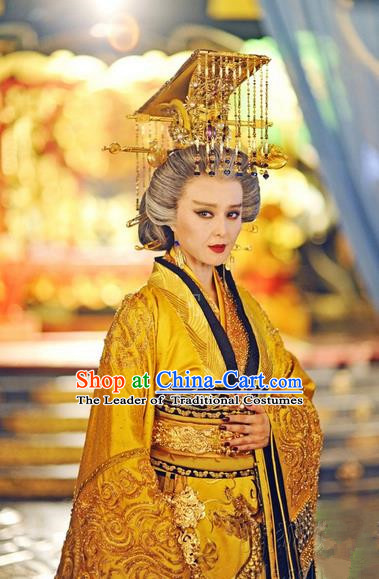 Traditional Ancient Chinese Empress Costume, Chinese Tang Dynasty Wu zetian Dress, Cosplay Chinese Imperial Queen Embroidered Tailing Clothing for Women