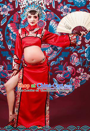 Traditional Ancient Chinese Peking Opera Costume, Chinese Han Dynasty Dance Dress, Cosplay Chinese Peri Imperial Empress Clothing for Pregnant Women