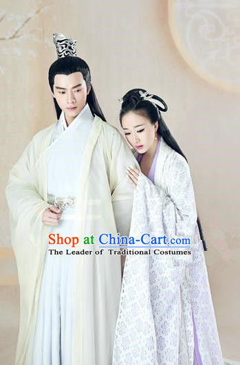 Traditional Ancient Chinese Lovers Costume, Chinese Han Dynasty Dress, Cosplay Swordsman Knight Costume Imperial Princess Hanfu Clothing for Women for Men
