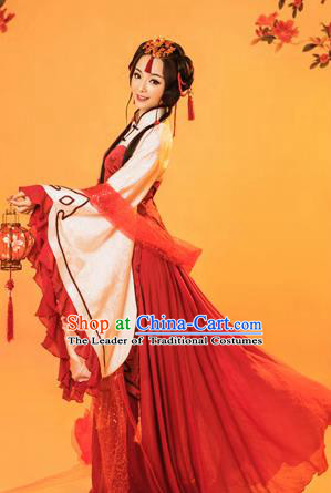 Traditional Ancient Chinese Peking Opera Costume, Chinese Tang Dynasty Palace Consort Dress, Cosplay Chinese Imperial Consort Clothing for Women
