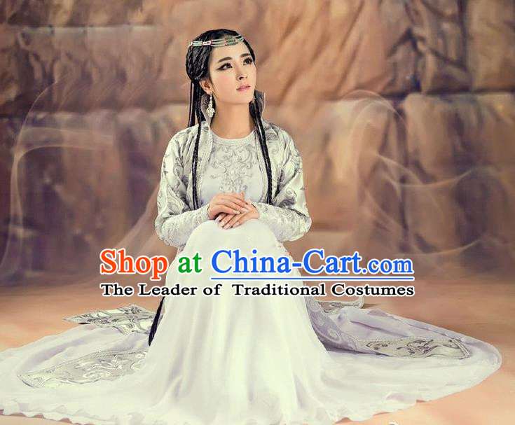 Traditional Ancient Chinese Imperial Princess Costume, Chinese Magic Dance Dress, Chinese Peri Magic Princess Hanfu Embroidered Clothing for Women