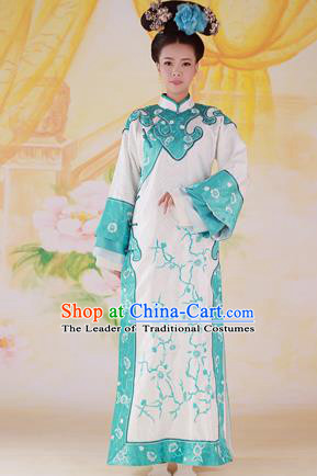 Traditional Ancient Chinese Imperial Consort Costume, Chinese Qing Dynasty Manchu Palace Lady Dress, Cosplay Chinese Mandchous Imperial Concubine Embroidered Clothing for Women