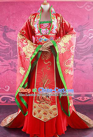 Traditional Ancient Chinese Imperial Consort Costume, Chinese Tang Dynasty Yang Yuhuan Emperess Wedding Dress, Cosplay Chinese Imperial Concubine Embroidered Clothing for Women