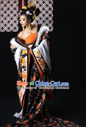 Traditional Ancient Chinese Imperial Consort Costume, Chinese Tang Dynasty Yang Lady Dress, Cosplay Chinese Imperial Concubine Embroidered Clothing for Women