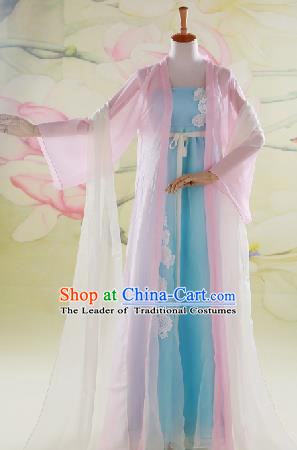 Traditional Ancient Chinese Swordswoman Costume, Chinese Han Dynasty Fairy Dress, Cosplay Game Character Chinese Peri Princess Lace Clothing for Women