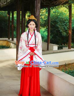 Traditional Ancient Chinese Imperial Emperess Cotton Costume, Chinese Han Dynasty Dress, Cosplay Chinese Peri Concubine Embroidered Hanfu Clothing for Women