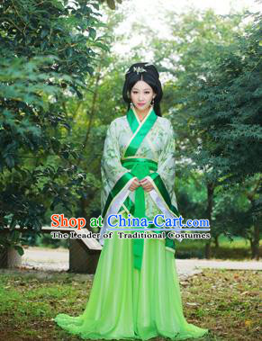 Traditional Ancient Chinese Imperial Emperess Costume, Chinese Han Dynasty Princess Young Lady Dress, Cosplay Chinese Peri Concubine Embroidered Hanfu Clothing for Women