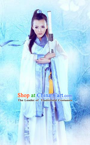 Traditional Ancient Chinese Female Costume, Chinese Ancient Swordswoman Dress, Cosplay Chinese Chivalrous Swordsman Trailing Clothing for Women