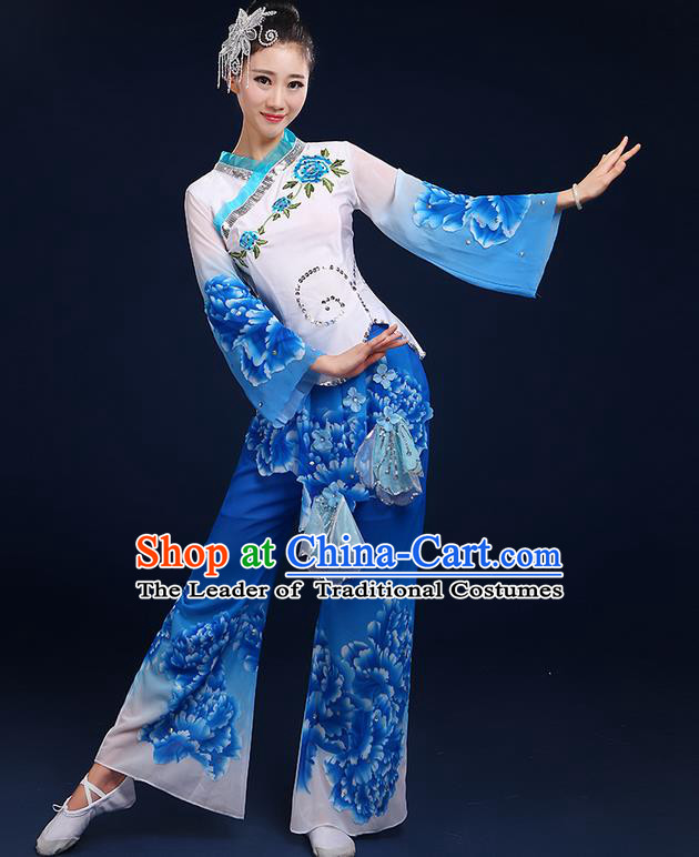 Traditional Chinese Yangge Fan Dancing Costume