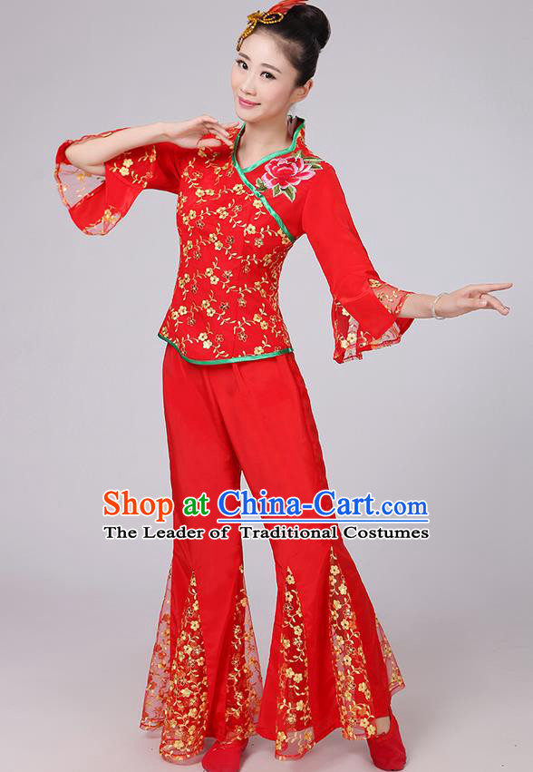 Traditional Chinese Yangge Fan Dancing Costume