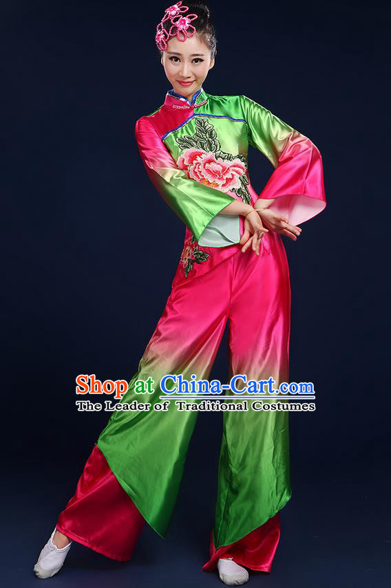 Traditional Chinese Yangge Fan Dancing Costume