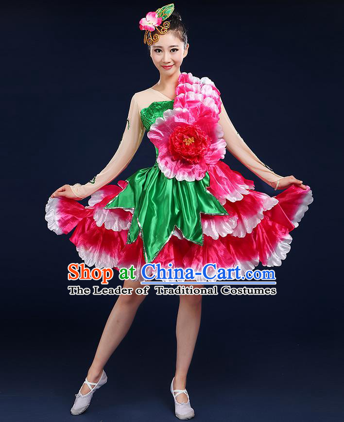 Traditional Chinese Yangge Fan Dancing Costume