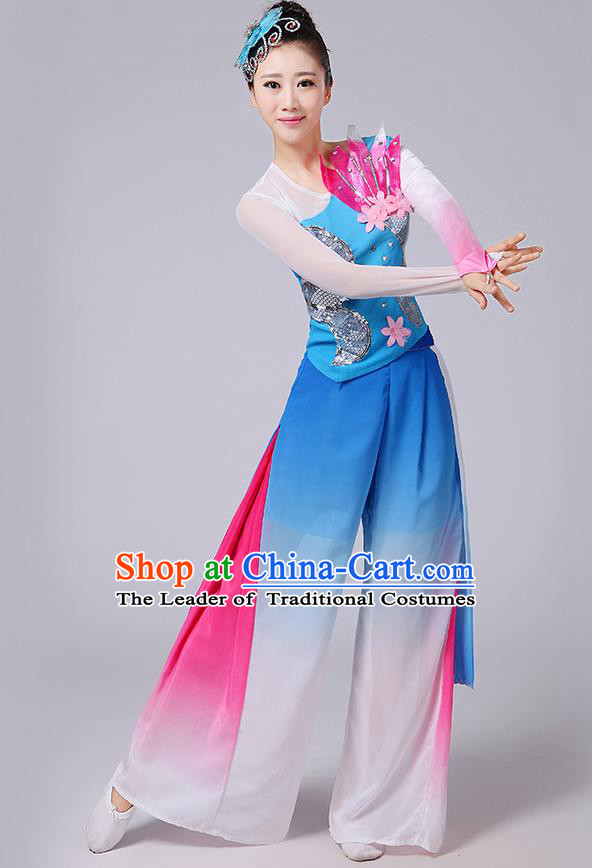 Traditional Chinese Yangge Fan Dancing Costume
