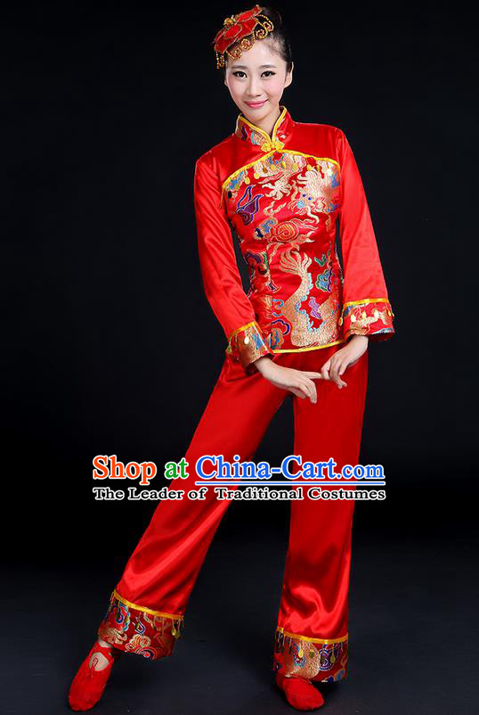 Traditional Chinese Yangge Fan Dancing Costume