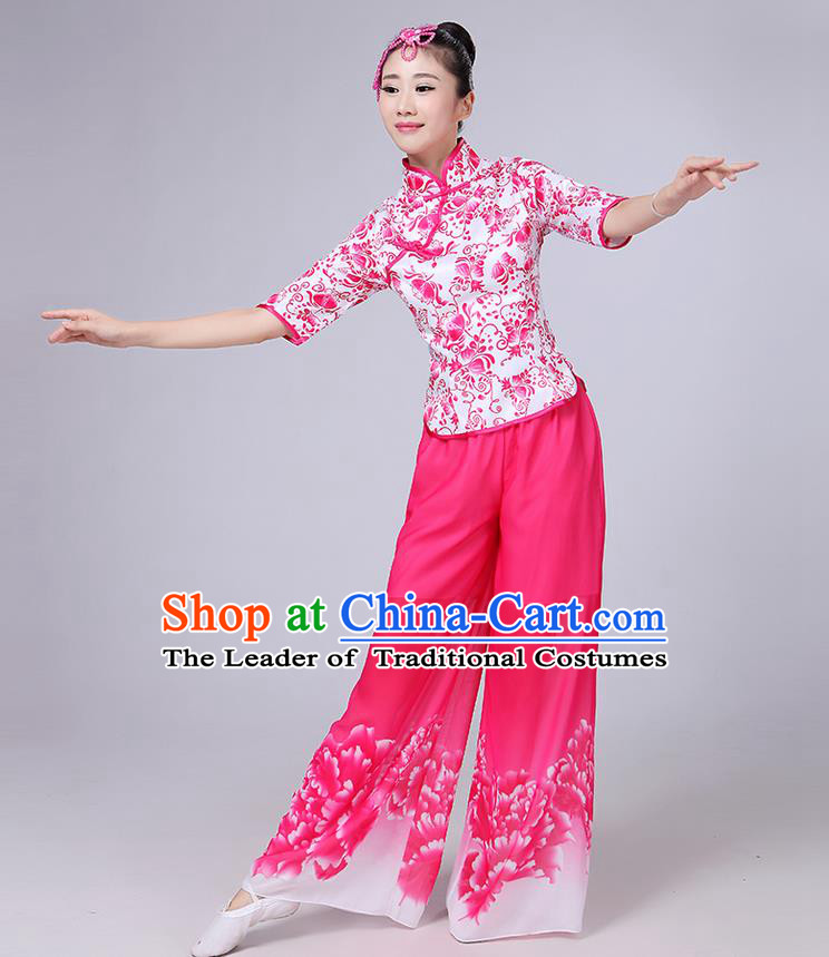 Traditional Chinese Yangge Fan Dancing Costume