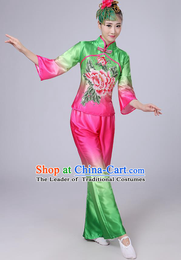 Traditional Chinese Yangge Fan Dancing Costume