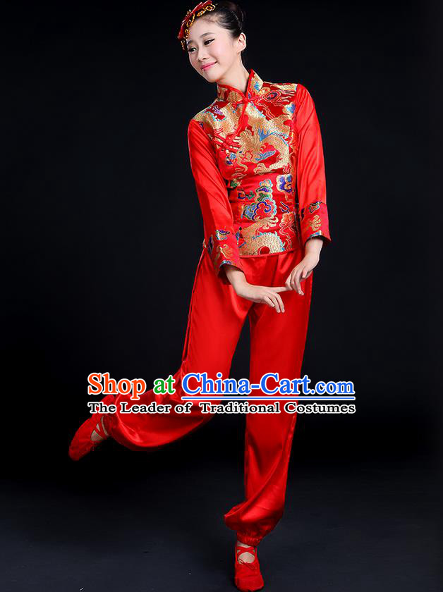 Traditional Chinese Yangge Fan Dancing Costume