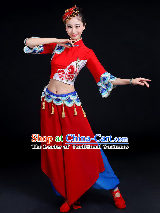 Traditional Chinese Yangge Fan Dancing Costume