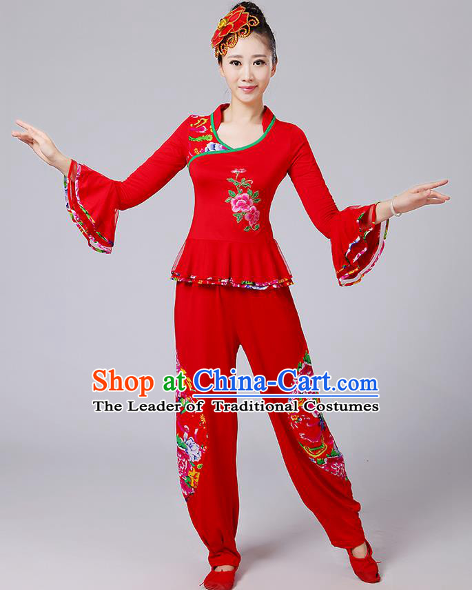 Traditional Chinese Yangge Fan Dancing Costume