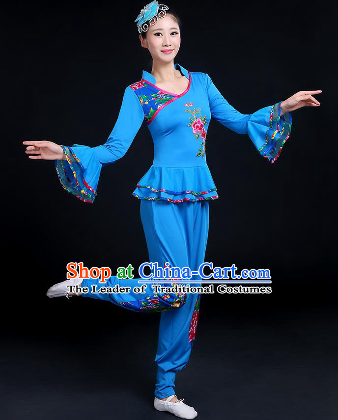 Traditional Chinese Yangge Fan Dancing Costume