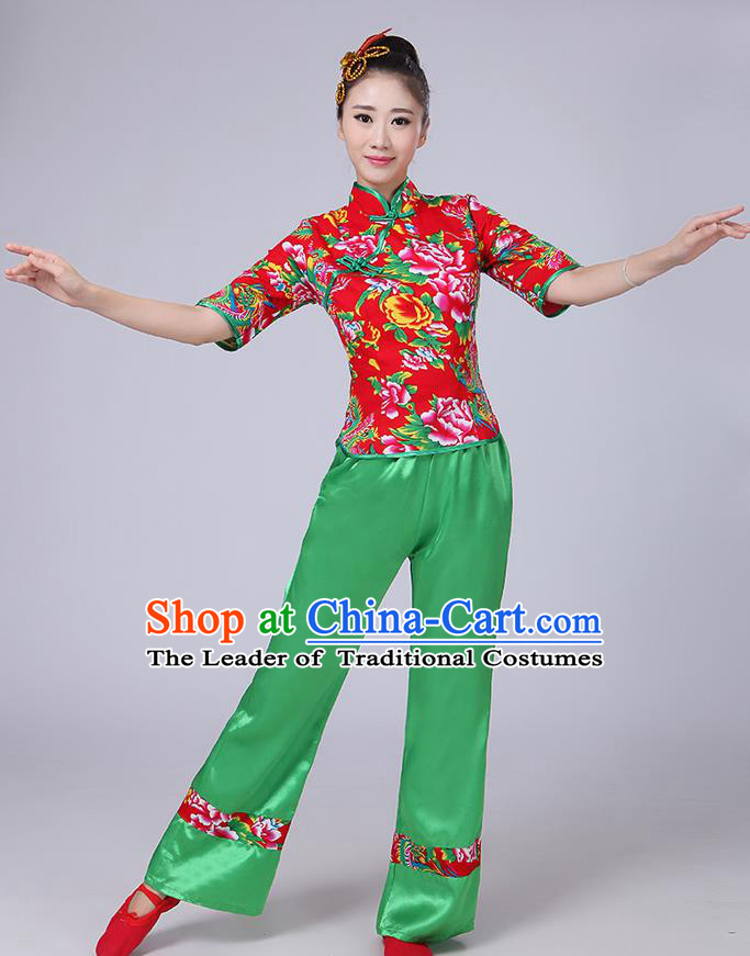 Traditional Chinese Yangge Fan Dancing Costume