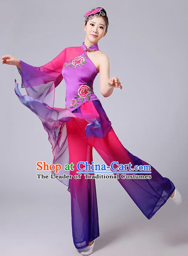 Traditional Chinese Yangge Fan Dancing Costume