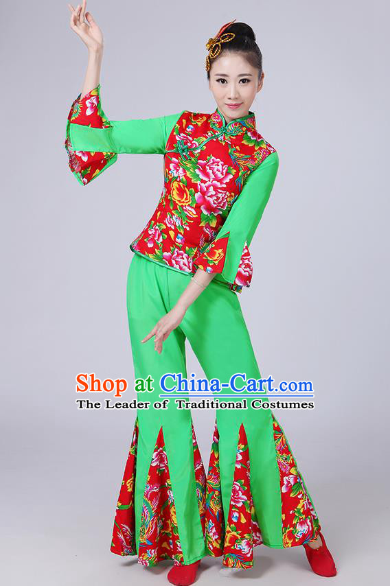 Traditional Chinese Yangge Fan Dancing Costume