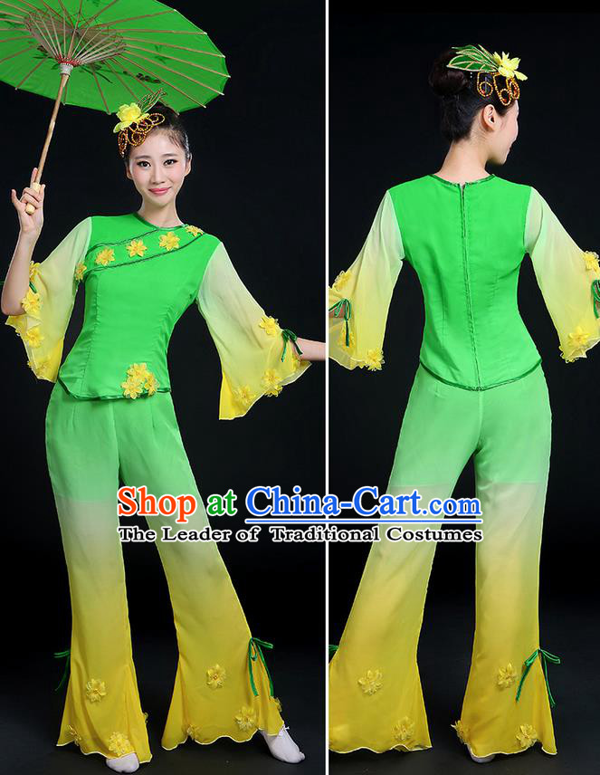 Traditional Chinese Yangge Fan Dancing Costume