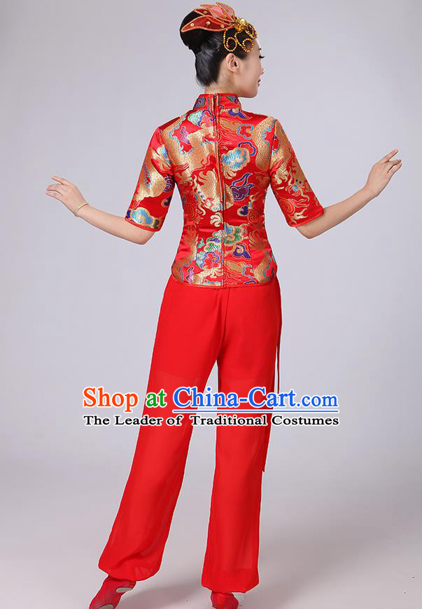 Traditional Chinese Yangge Fan Dancing Costume