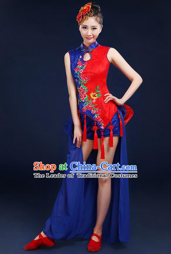 Traditional Chinese Yangge Fan Dancing Costume