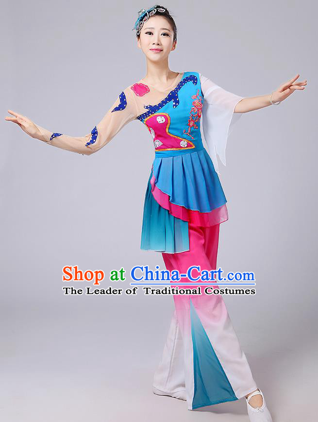 Traditional Chinese Yangge Fan Dancing Costume