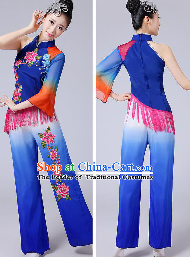 Traditional Chinese Yangge Fan Dancing Costume